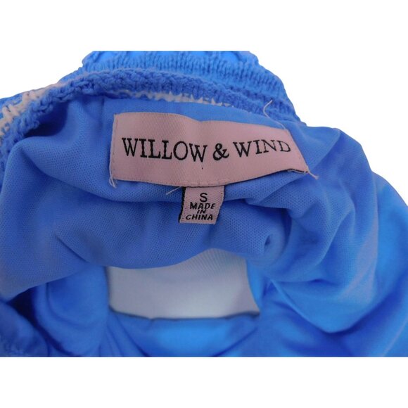 Willow & Wind Blue Crochet Mini Dress With Spaghetti Straps & Lining Size S - Picture 3 of 8